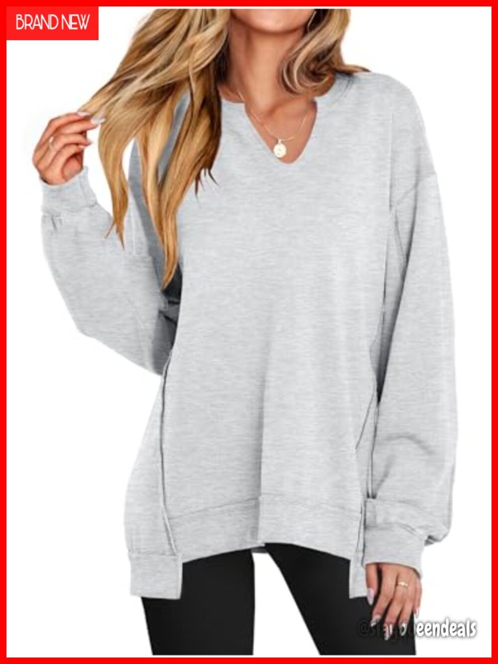 ANRABESS Sweatshirt for Women V-Neck Oversized Fall Outfits